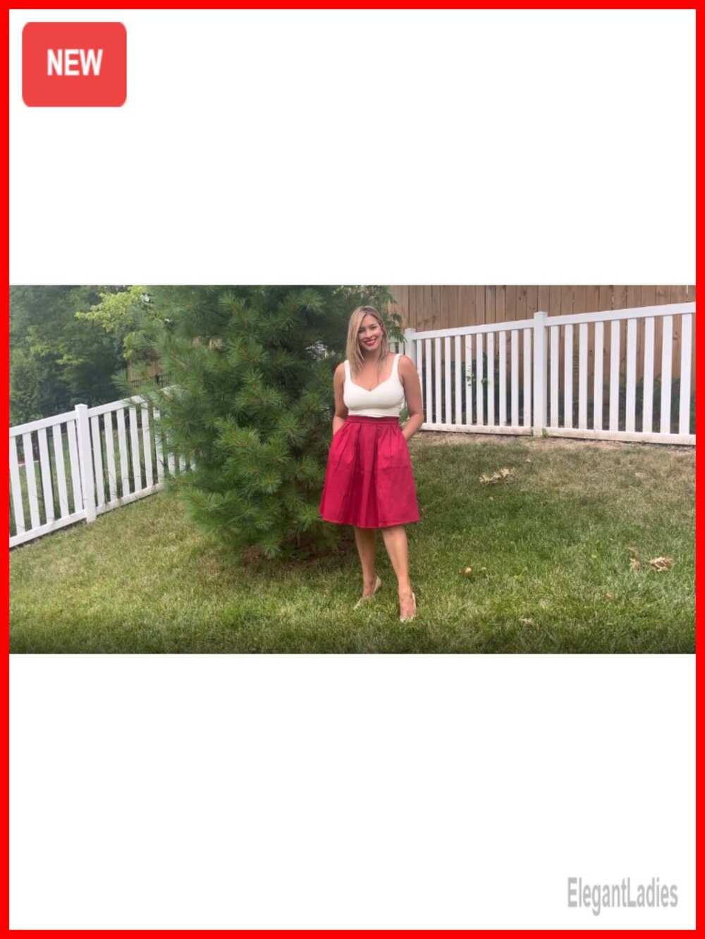 A-Line Pleated Midi Skirt with Pockets High Waist Retro Flared - Picture 6 of 6